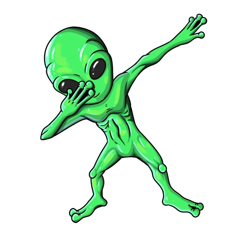 Alien green alien does dab dabbing