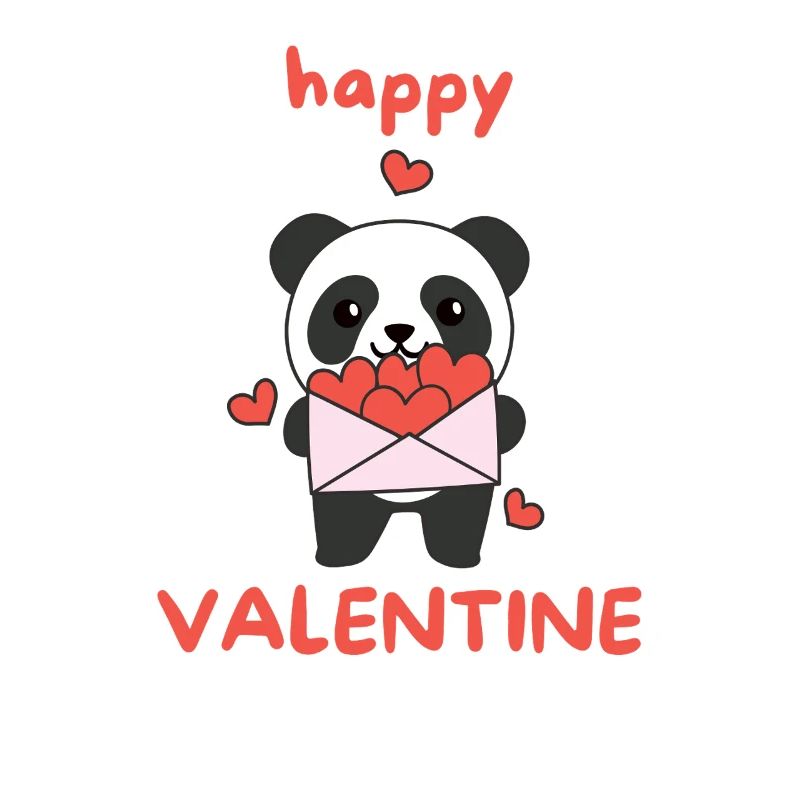Saint-Valentin Panda Animaux mignons avec des coeurs