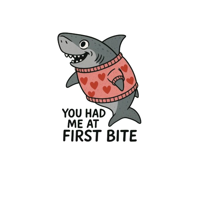 Requin qui rit avec pull en forme de cœur – Vous m’avez eu à