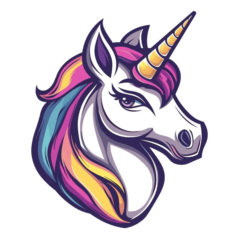 Illustration de tête de licorne colorée