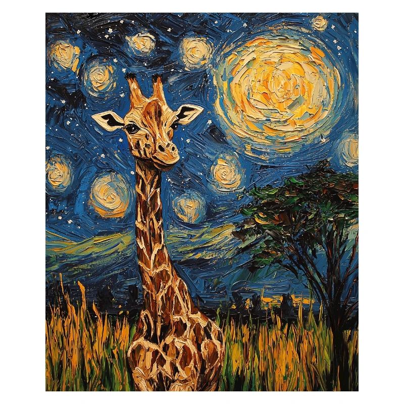 Giraffe Van Gogh Style Starry Night
