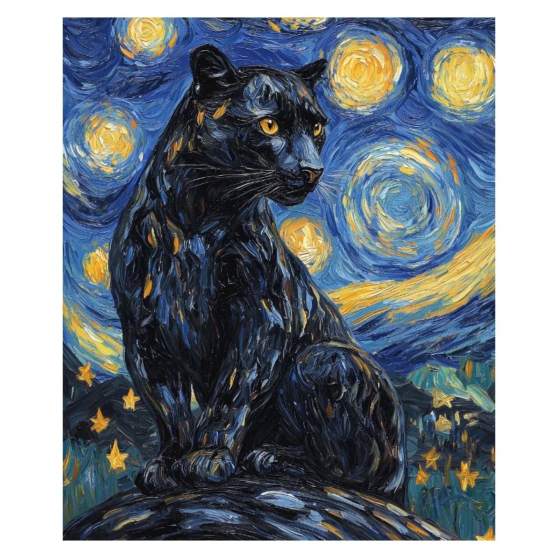 Panther Van Gogh Style Starry Night