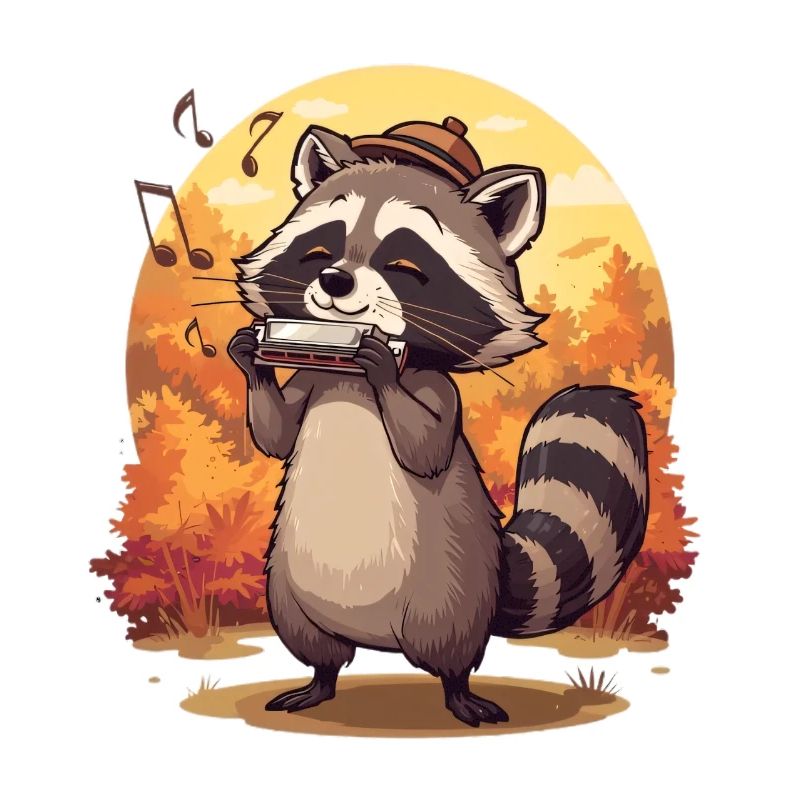 Herbstlicher Waschbärenharmonika