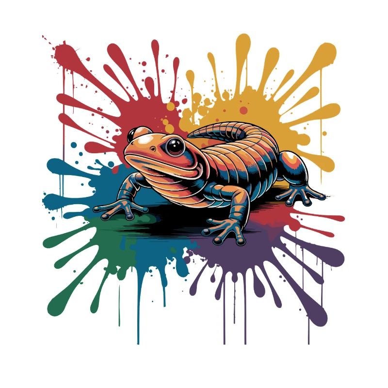 Salamandre colorée avec une touche de couleur pour