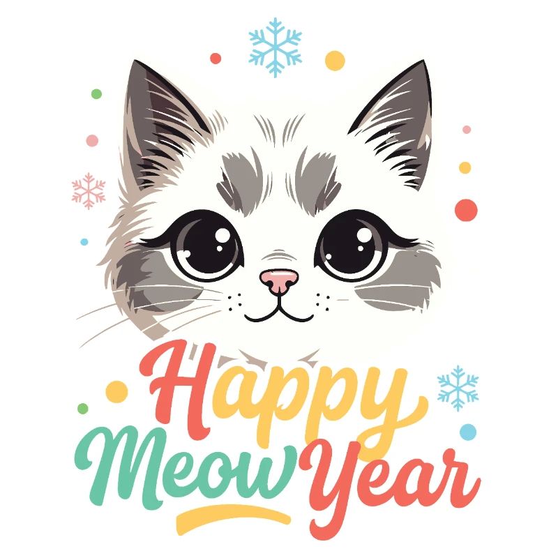 Süßer Katzen-Neujahrsregenbogen