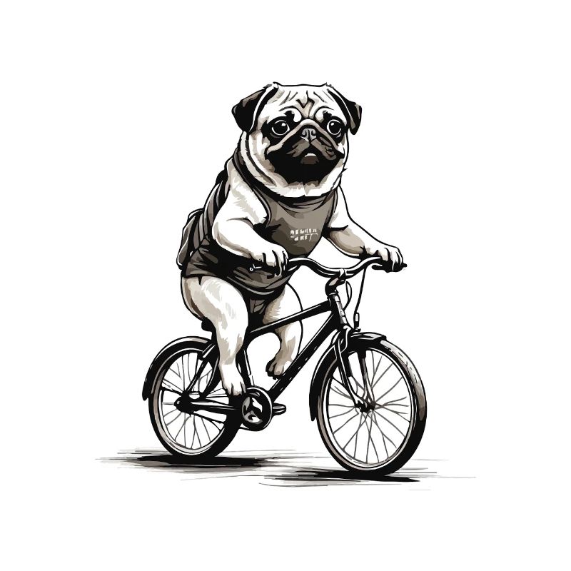 Radelnder Mops