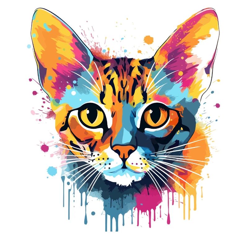 Bunte Bengal-Katzengesicht-Splash-Art