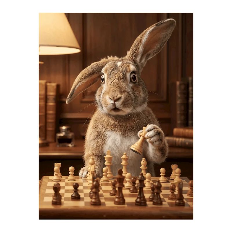 Rabbit playing chess