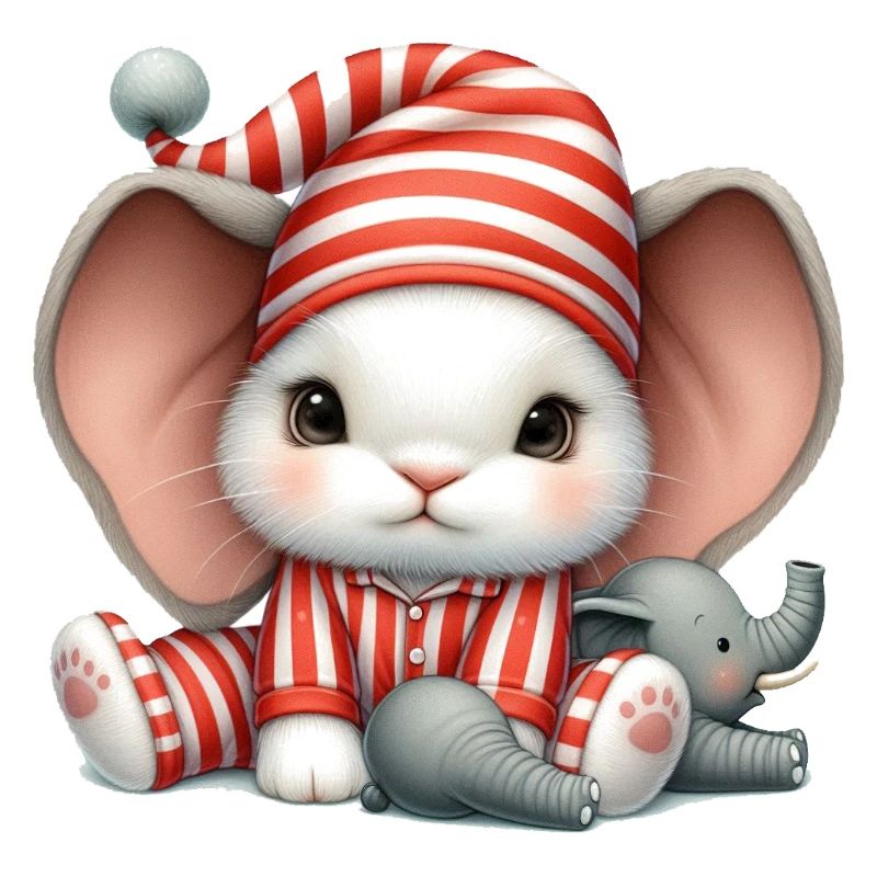 Lapin en tenue rayée et oreilles d’éléphant