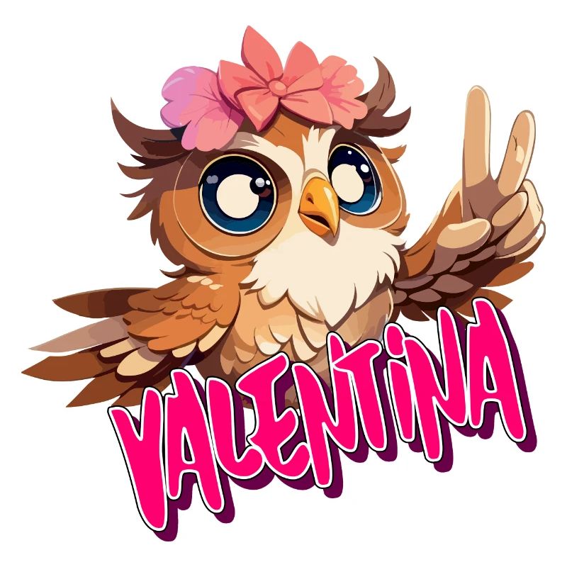 VALENTINA - Schöner Mädchen Name mit süßer EULE