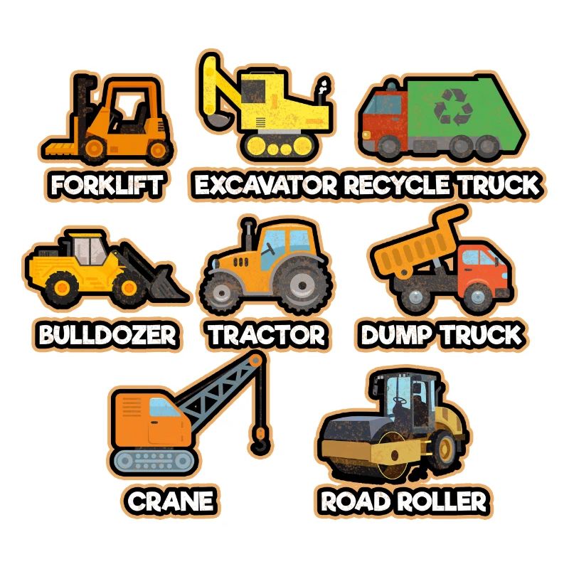 Excavatrice Chantier de construction Ouvrier de construction Camion de construction I Cadeau
