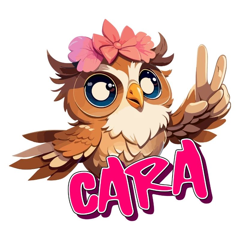 CARA - Schöner Mädchen Name mit süßer EULE