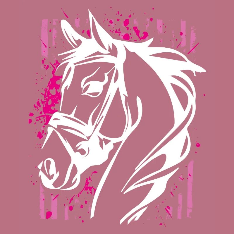 Cheval de style graffiti avec éclaboussure de couleur rose