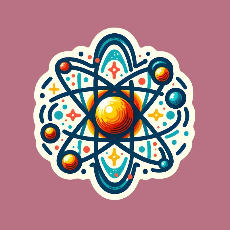 Quantum Physics Planner Stickers, Artistic Atom Model
