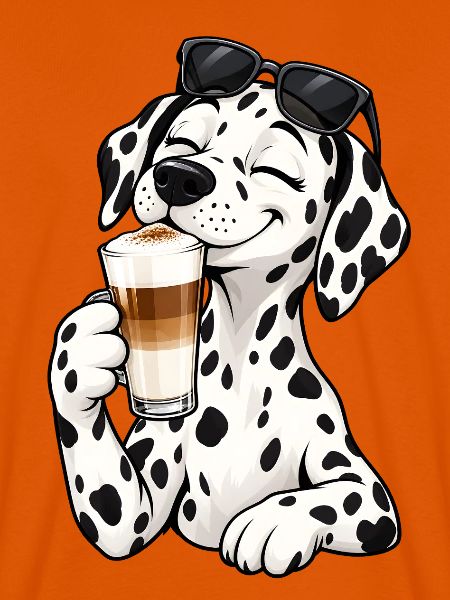 Dalmatiner mit Latte Macchiato