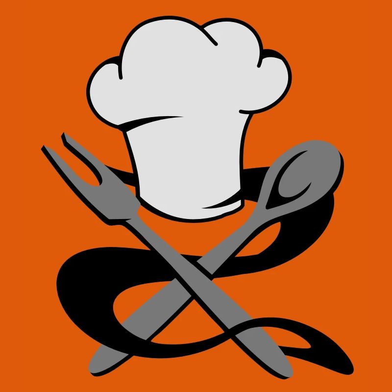 A chef's hat with spoon and fork
