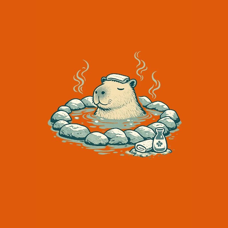 Capybara dans le bain de source