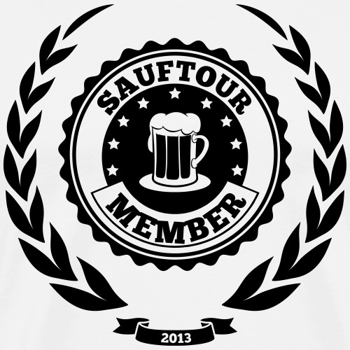 Sauf-Tour Mitglied, Emblem mit Bierkrug und Text - Männer Premium T-Shirt