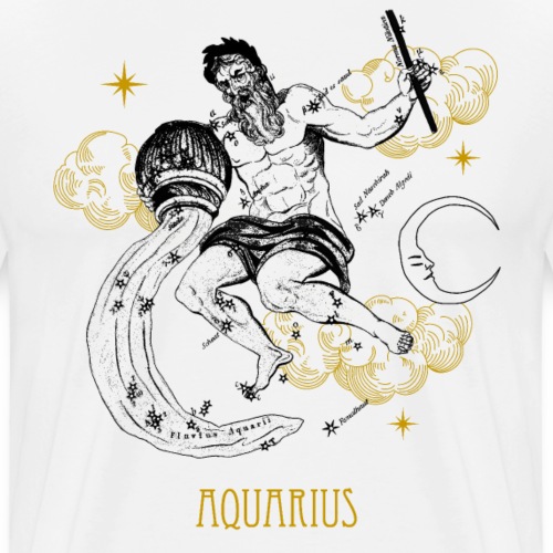 Aquarius Vintage Celestial Map Black & Gold - Herre premium T-shirt