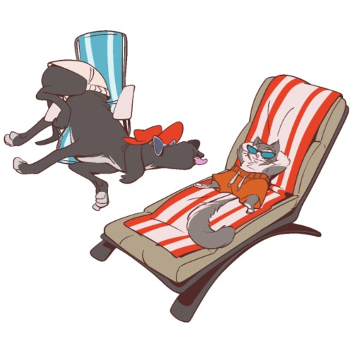 Hund und Katze genießen den Sommer - Männer Premium T-Shirt