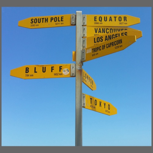 Wegweiser Cape Reinga Neuseeland Südpol Äquator