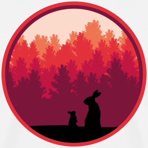 Hasen Kaninchen Wald Sonnenaufgang Bäume - Männer Premium T-Shirt