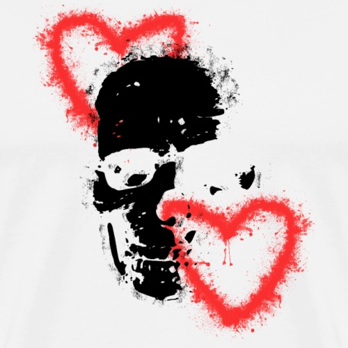 Totenschädel Herzen Liebe Geschenk Idee 2 - Männer Premium T-Shirt