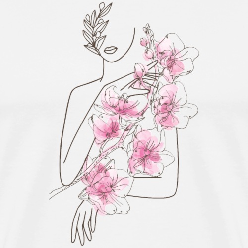 donna con fiori - Maglietta Premium da uomo