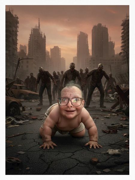 Baby im Zombie-Stadtwald