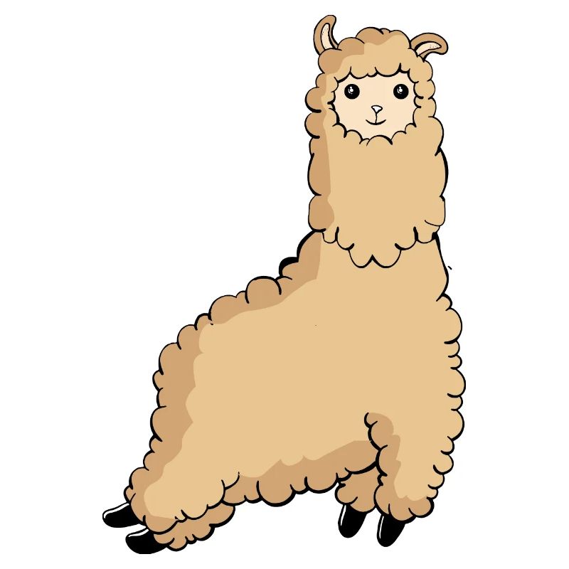 Süßer springender Alpaka springendes Lama fliegend