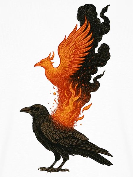 Raben-Phönix-Feuer-Renaissance-Vogel-Mythos