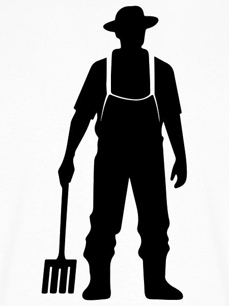 Bauer mit Mistgabel Silhouette