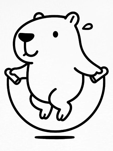 Wasserschwein mit Springseil Illustration