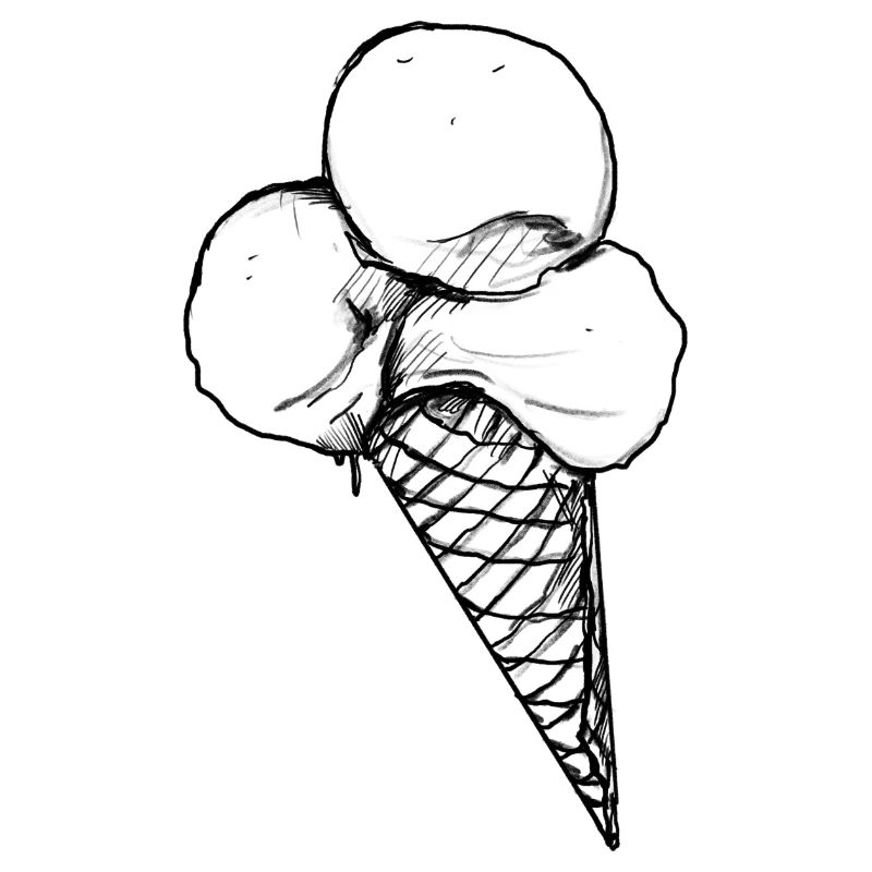 Ice cream cone with three scoops