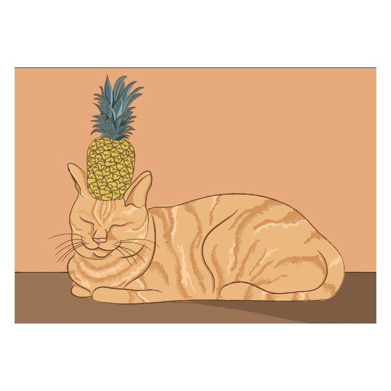 Katze mit Ananas