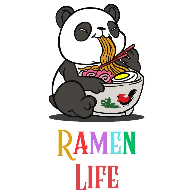 Panda mignon mangeant des ramen