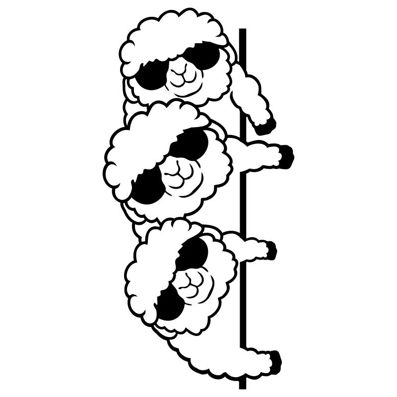 3 DJ Schafe Hinter Mauer Gucken Seitlich Freunde