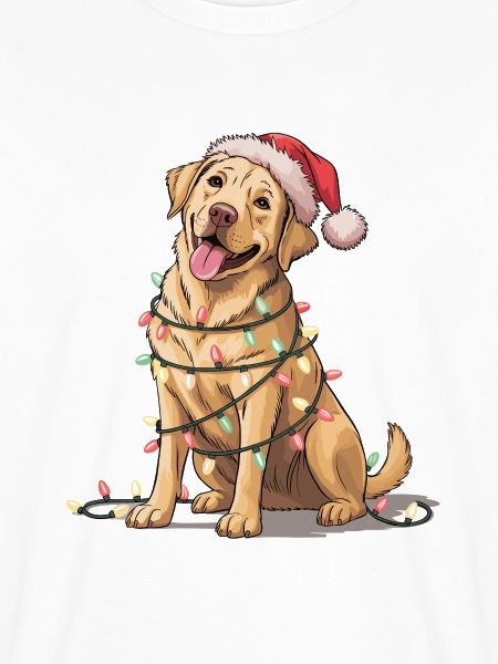 Festlicher Hund mit Lichterkette