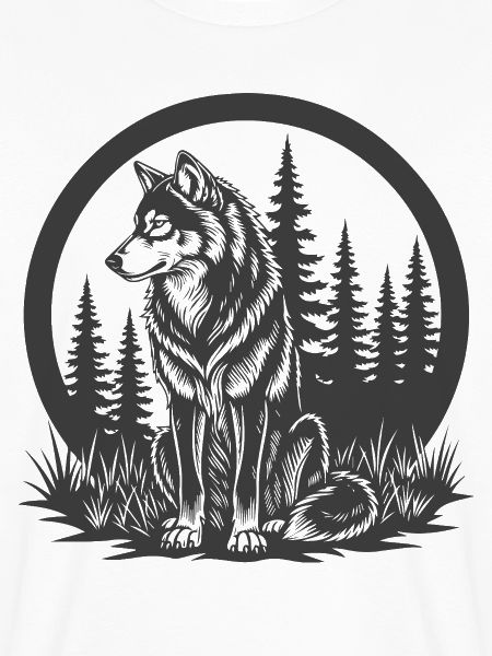 Waldwolf Silhouette im Kreis
