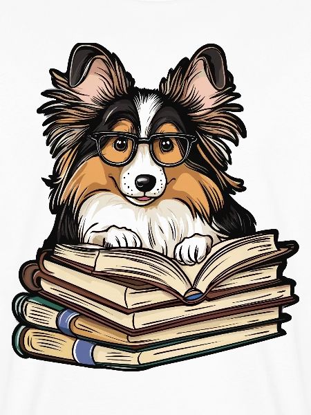 Süßes Sheltie-Hundelesebuch mit Brille