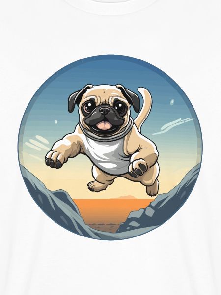 Pug Sprung über Berglandschaft
