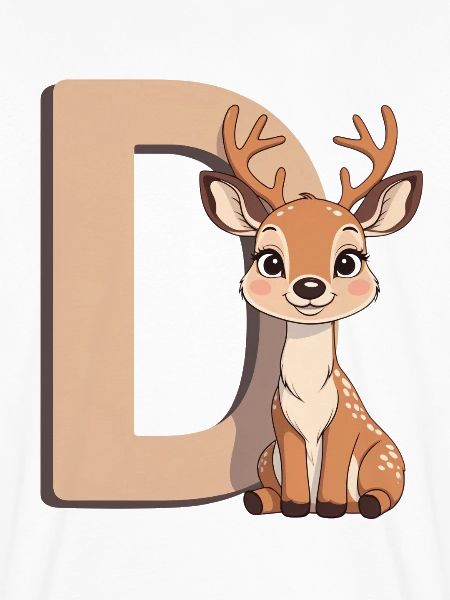 Deer D Cartoon Kuschelbuchstabe D
