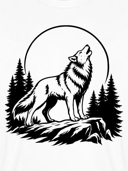 Wolf mit Vollmond