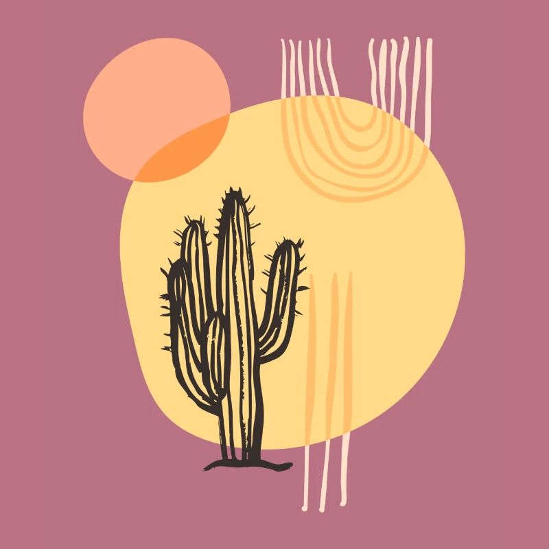 Boho Cactus Botanique Désert Nature Boho Moderne