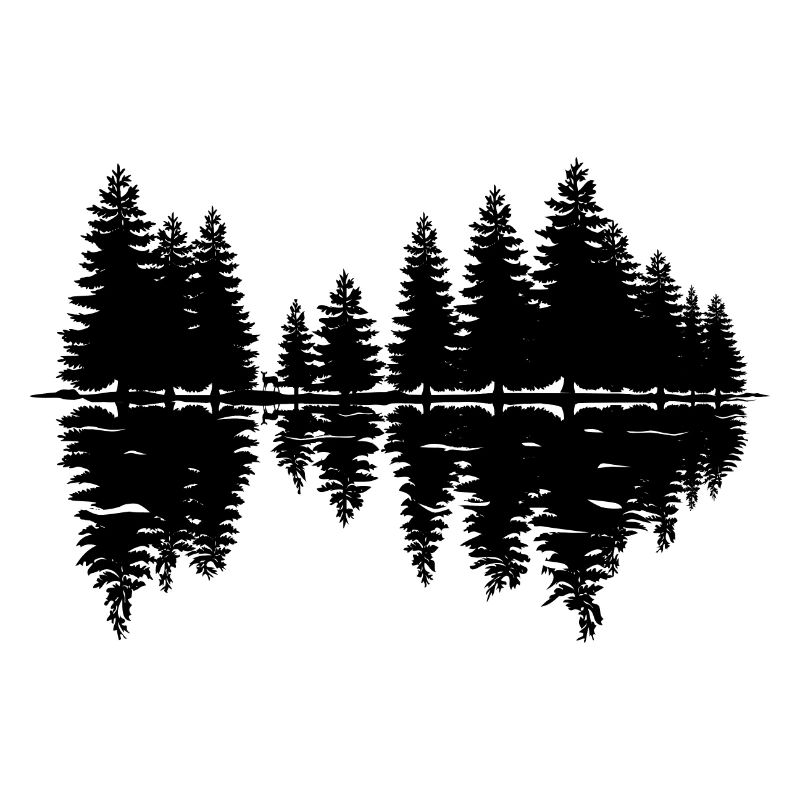 Forêt avec reflet dans le lac