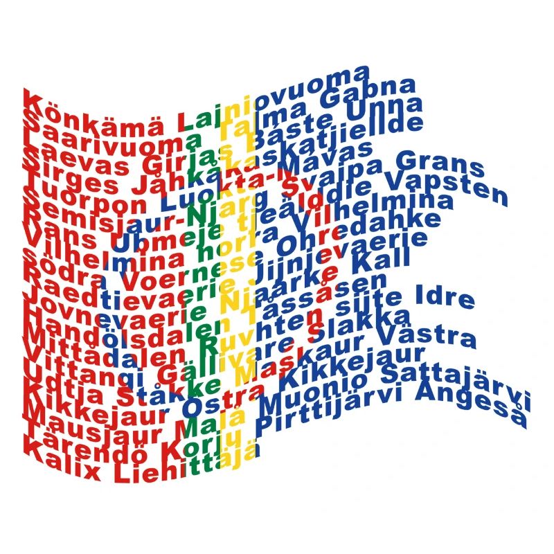 Sapmi Flagge mit samischen Dörfern