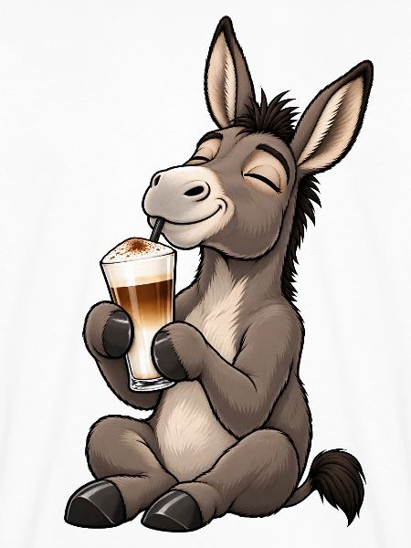 Esel mit Latte Macchiato