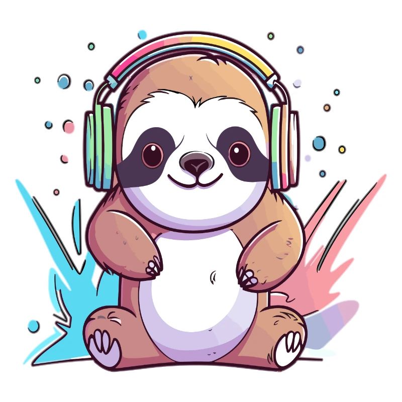 Cute Party Sloth Dj Techno Sloth