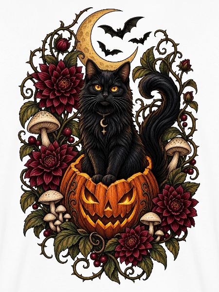 Gothic Black Cat Halloween Kürbis