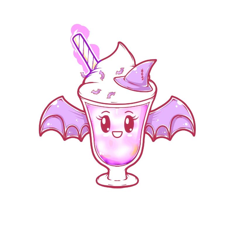 Cute Bat Sundae with Witch Hat
